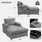 Fauteuil de relaxation vert surdimensionné avec ottoman, 1 place
