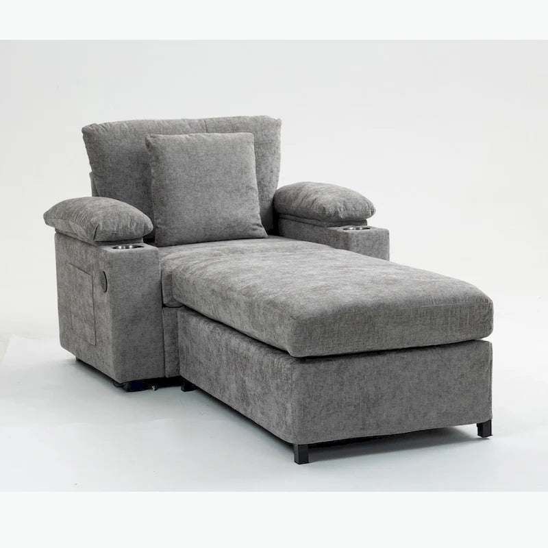Fauteuil de relaxation vert surdimensionné avec ottoman, 1 place