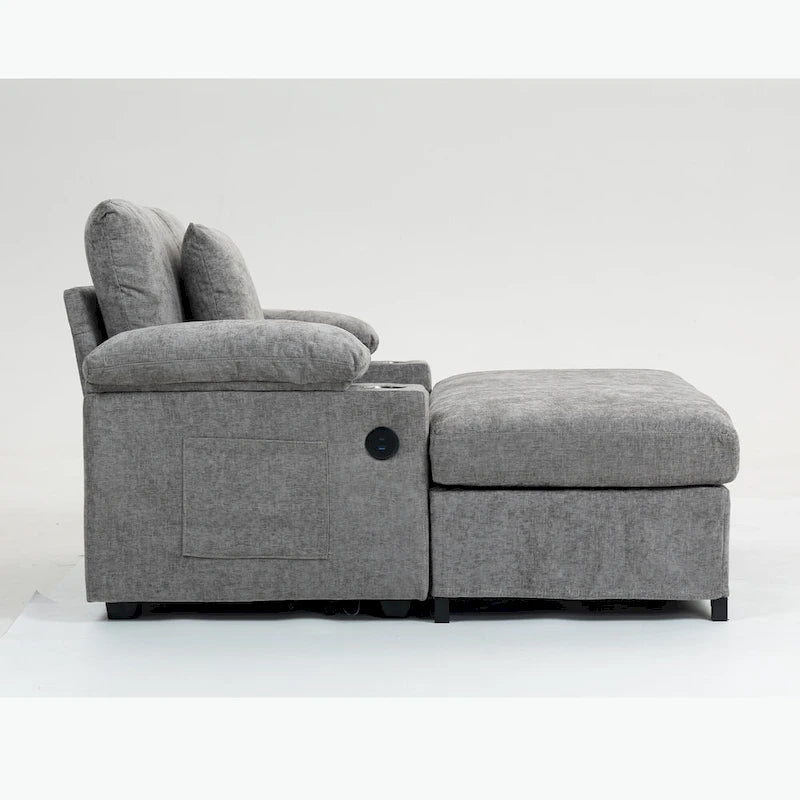 Fauteuil de relaxation vert surdimensionné avec ottoman, 1 place