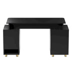 Bureau de direction blanc/noir et or avec 3 tiroirs et caisson, 1 personne