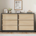 Commode noire et marron à 6 tiroirs, style moderne, 1 place