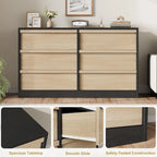 Commode noire et marron à 6 tiroirs, style moderne, 1 place