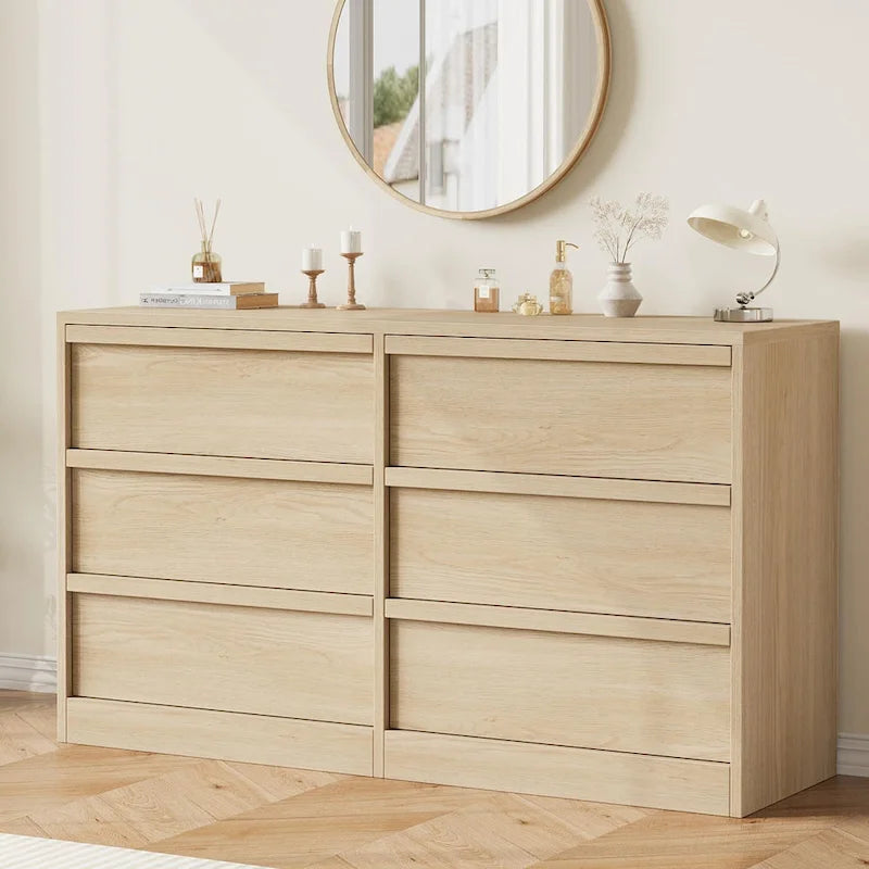 Commode noire et marron à 6 tiroirs, style moderne, 1 place