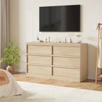 Commode noire et marron à 6 tiroirs, style moderne, 1 place