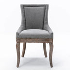 Chaise de salle à manger en tissu bleu/orange/gris avec clous décoratifs couleur bronze, lot de 2