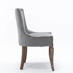 Chaise de salle à manger en tissu bleu/orange/gris avec clous décoratifs couleur bronze, lot de 2