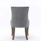 Chaise de salle à manger en tissu bleu/orange/gris avec clous décoratifs couleur bronze, lot de 2