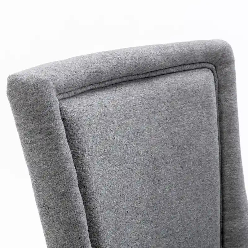 Chaise de salle à manger en tissu bleu/orange/gris avec clous décoratifs couleur bronze, lot de 2
