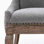 Chaise de salle à manger en tissu bleu/orange/gris avec clous décoratifs couleur bronze, lot de 2