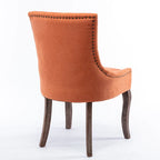 Chaise de salle à manger en tissu bleu/orange/gris avec clous décoratifs couleur bronze, lot de 2