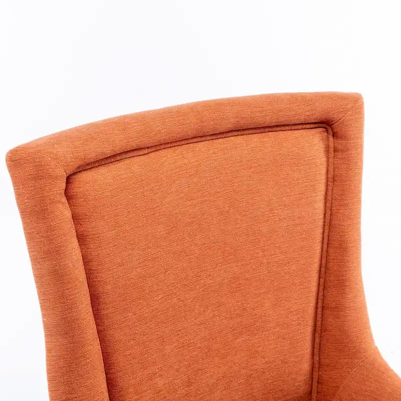 Chaise de salle à manger en tissu bleu/orange/gris avec clous décoratifs couleur bronze, lot de 2