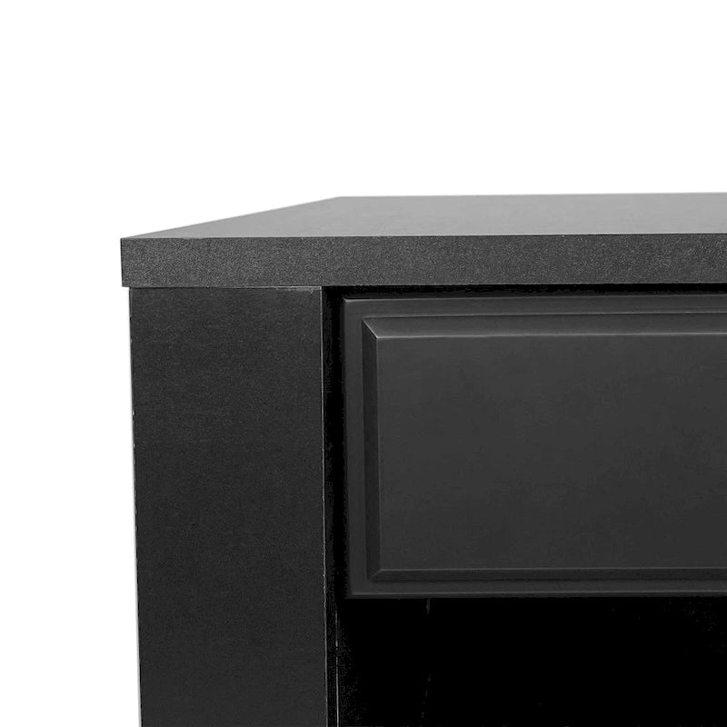Table de chevet en similicuir blanc/noir avec tiroir, lot de 2