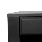 Table de chevet en similicuir blanc/noir avec tiroir, lot de 2
