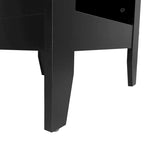Table de chevet en similicuir blanc/noir avec tiroir, lot de 2