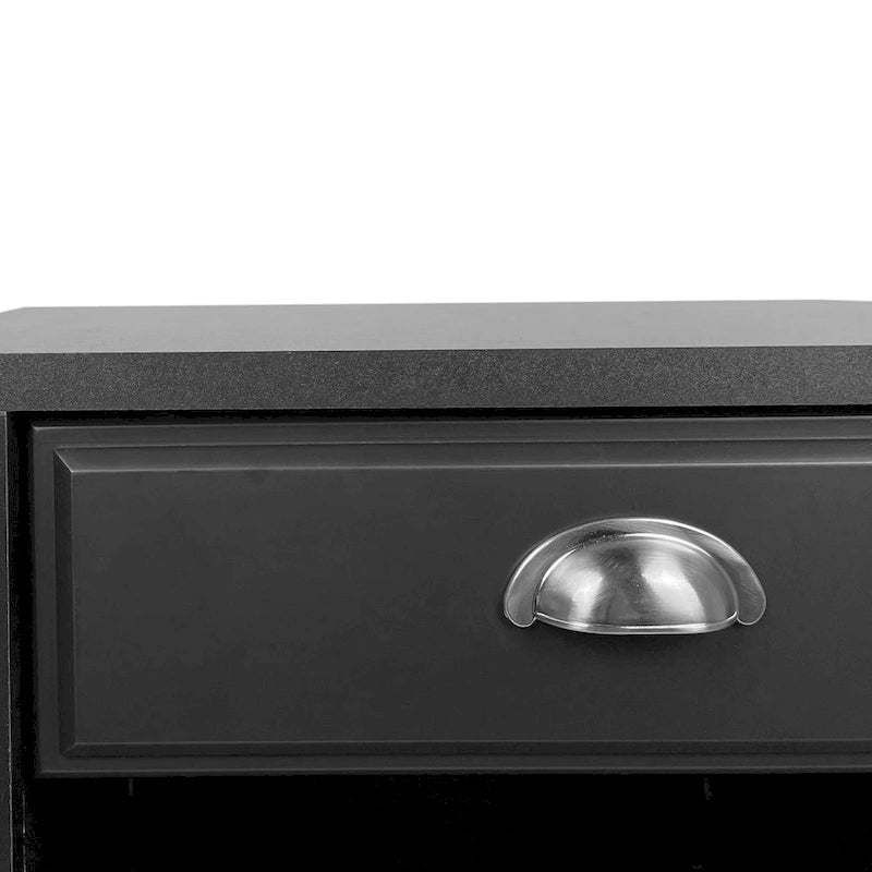 Table de chevet en similicuir blanc/noir avec tiroir, lot de 2