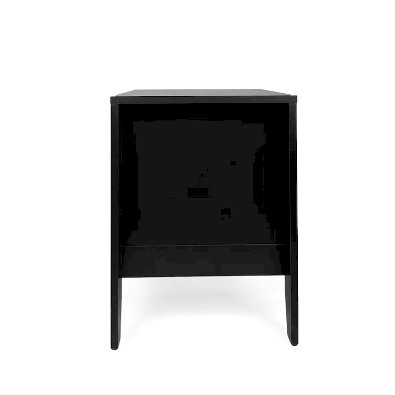 Table de chevet en similicuir blanc/noir avec tiroir, lot de 2