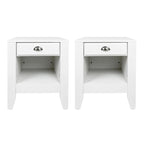Table de chevet en similicuir blanc/noir avec tiroir, lot de 2