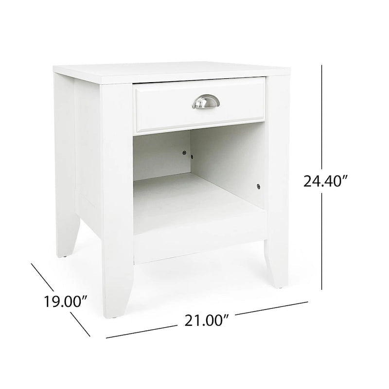Table de chevet en similicuir blanc/noir avec tiroir, lot de 2