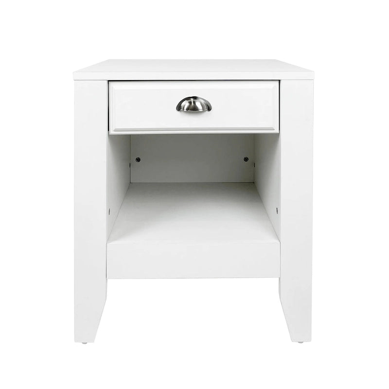Table de chevet en similicuir blanc/noir avec tiroir, lot de 2