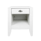 Table de chevet en similicuir blanc/noir avec tiroir, lot de 2
