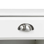 Table de chevet en similicuir blanc/noir avec tiroir, lot de 2