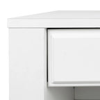Table de chevet en similicuir blanc/noir avec tiroir, lot de 2