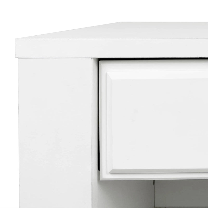 Table de chevet en similicuir blanc/noir avec tiroir, lot de 2