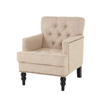 Fauteuil club capitonné beige / bleu clair / sarcelle foncé, une place