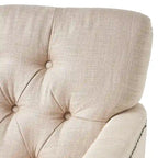 Fauteuil club capitonné beige / bleu clair / sarcelle foncé, une place
