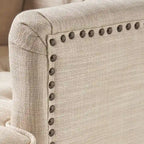 Fauteuil club capitonné beige / bleu clair / sarcelle foncé, une place