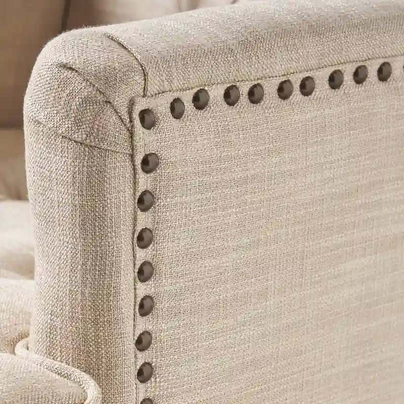 Fauteuil club capitonné beige / bleu clair / sarcelle foncé, une place