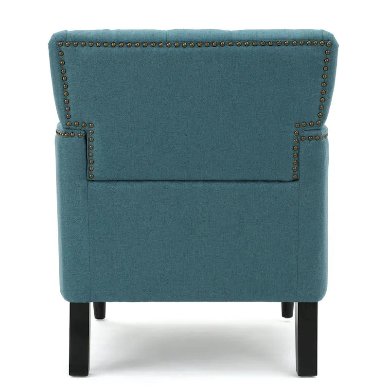 Fauteuil club capitonné beige / bleu clair / sarcelle foncé, une place