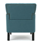 Fauteuil club capitonné beige / bleu clair / sarcelle foncé, une place