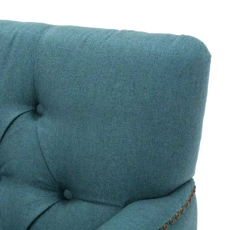 Fauteuil club capitonné beige / bleu clair / sarcelle foncé, une place