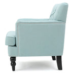 Fauteuil club capitonné beige / bleu clair / sarcelle foncé, une place