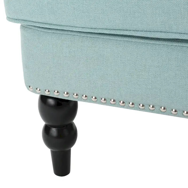 Fauteuil club capitonné beige / bleu clair / sarcelle foncé, une place