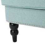 Fauteuil club capitonné beige / bleu clair / sarcelle foncé, une place