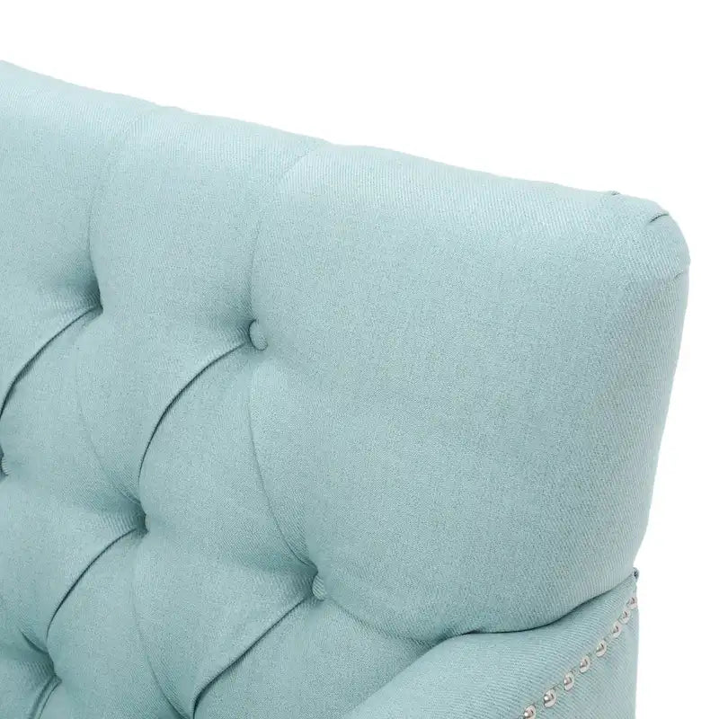 Fauteuil club capitonné beige / bleu clair / sarcelle foncé, une place