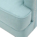 Fauteuil club capitonné beige / bleu clair / sarcelle foncé, une place