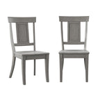 Chaise de salle à manger en bois avec panneau dorsal, lot de 2 – Gris antique / Blanc / Noir / Vert sauge / Bleu denim foncé / Rouge baie / Chêne