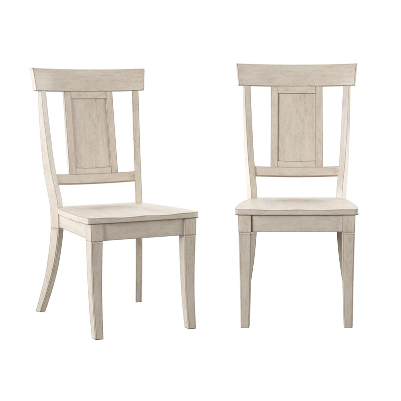 Chaise de salle à manger en bois avec panneau dorsal, lot de 2 – Gris antique / Blanc / Noir / Vert sauge / Bleu denim foncé / Rouge baie / Chêne