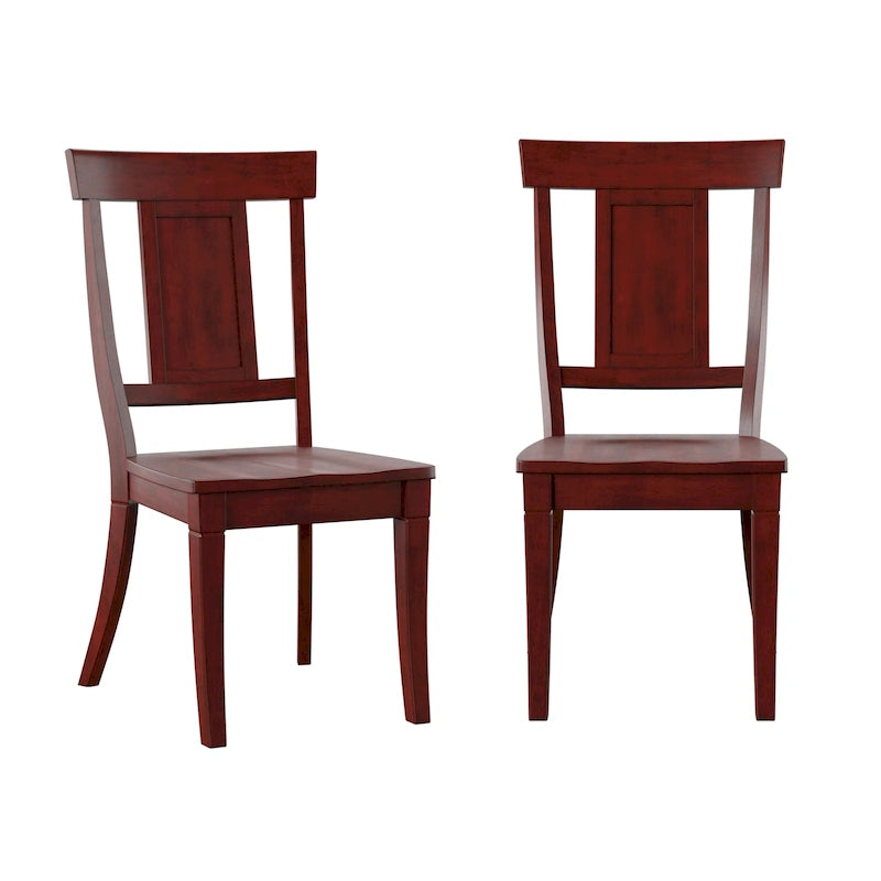 Chaise de salle à manger en bois avec panneau dorsal, lot de 2 – Gris antique / Blanc / Noir / Vert sauge / Bleu denim foncé / Rouge baie / Chêne