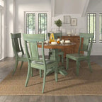 Chaise de salle à manger en bois avec panneau dorsal, lot de 2 – Gris antique / Blanc / Noir / Vert sauge / Bleu denim foncé / Rouge baie / Chêne