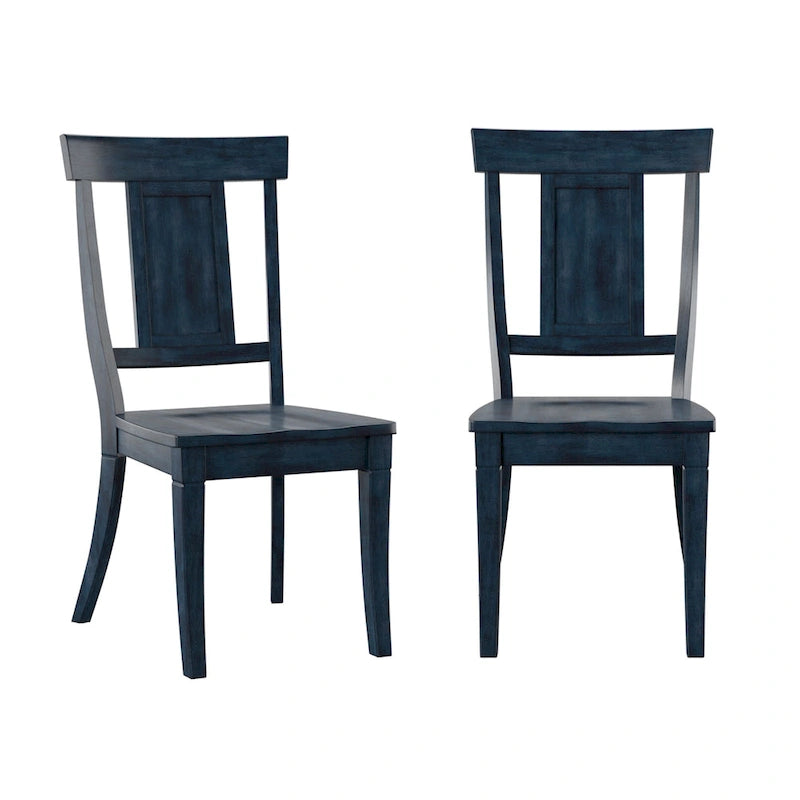 Chaise de salle à manger en bois avec panneau dorsal, lot de 2 – Gris antique / Blanc / Noir / Vert sauge / Bleu denim foncé / Rouge baie / Chêne
