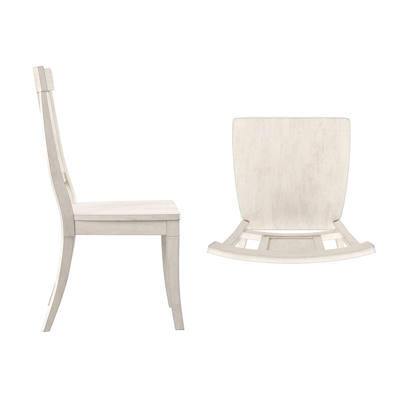 Chaise de salle à manger en bois avec panneau dorsal, lot de 2 – Gris antique / Blanc / Noir / Vert sauge / Bleu denim foncé / Rouge baie / Chêne
