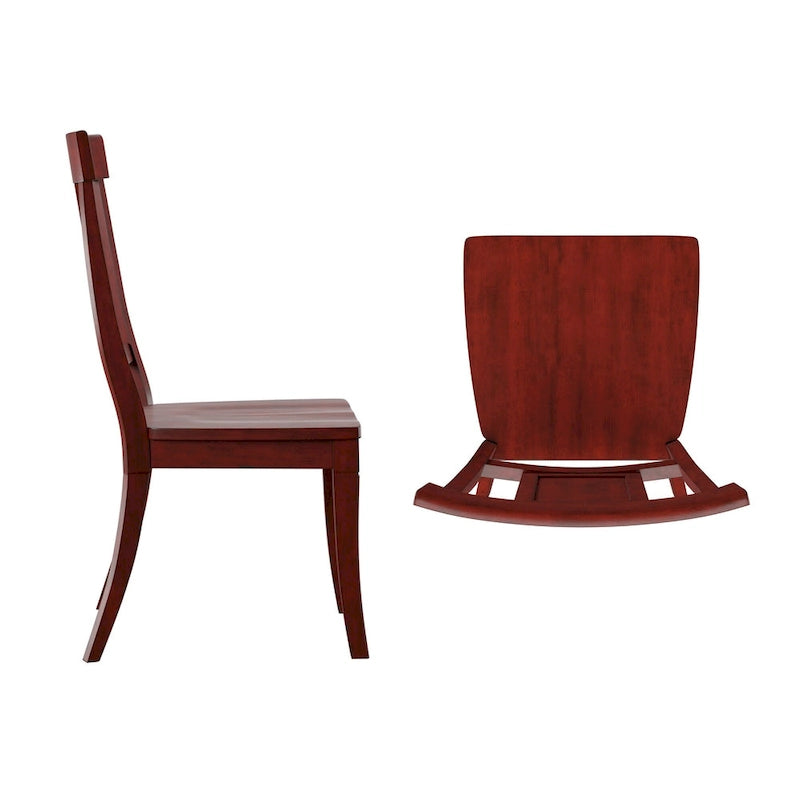 Chaise de salle à manger en bois avec panneau dorsal, lot de 2 – Gris antique / Blanc / Noir / Vert sauge / Bleu denim foncé / Rouge baie / Chêne