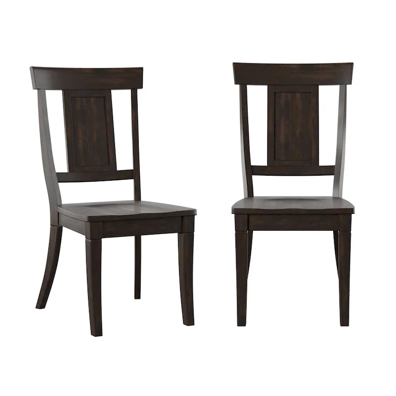 Chaise de salle à manger en bois avec panneau dorsal, lot de 2 – Gris antique / Blanc / Noir / Vert sauge / Bleu denim foncé / Rouge baie / Chêne