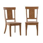 Chaise de salle à manger en bois avec panneau dorsal, lot de 2 – Gris antique / Blanc / Noir / Vert sauge / Bleu denim foncé / Rouge baie / Chêne