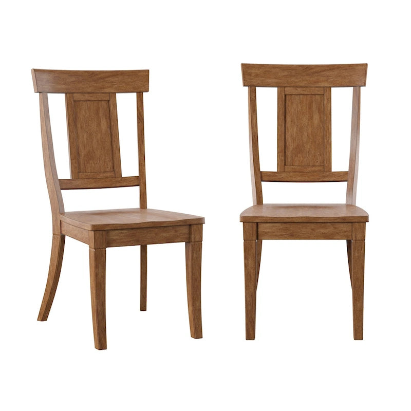 Chaise de salle à manger en bois avec panneau dorsal, lot de 2 – Gris antique / Blanc / Noir / Vert sauge / Bleu denim foncé / Rouge baie / Chêne