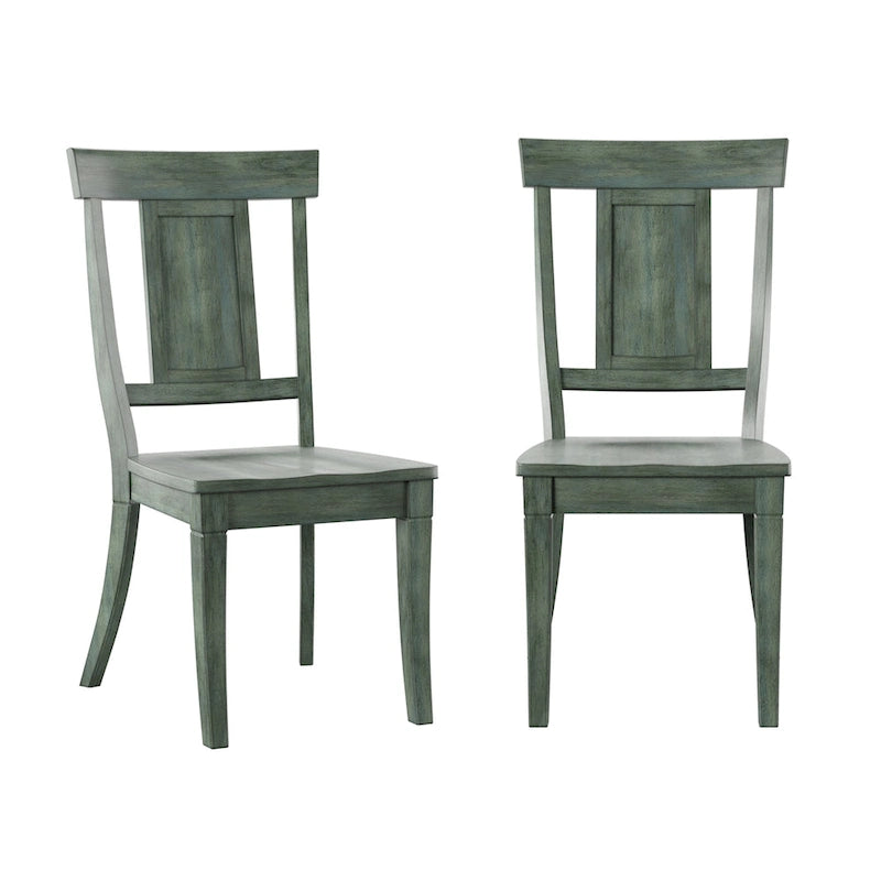 Chaise de salle à manger en bois avec panneau dorsal, lot de 2 – Gris antique / Blanc / Noir / Vert sauge / Bleu denim foncé / Rouge baie / Chêne